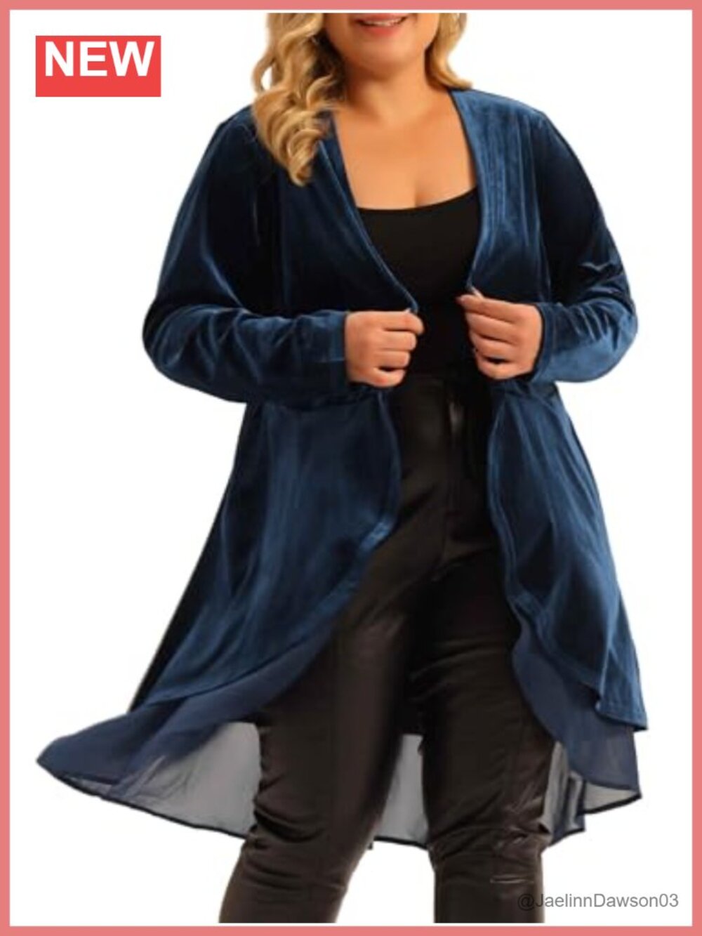 Plus Size Ruffled Asymmetric Long Velvet Cardigan Jacket